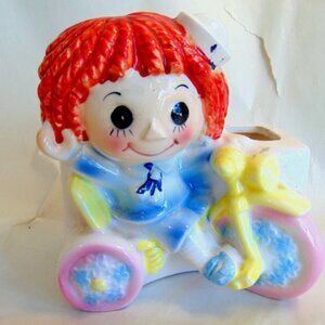 Vintage Relpo Raggedy Ann Ceramic Planter Cottagecore Mid-Century Nostalgia